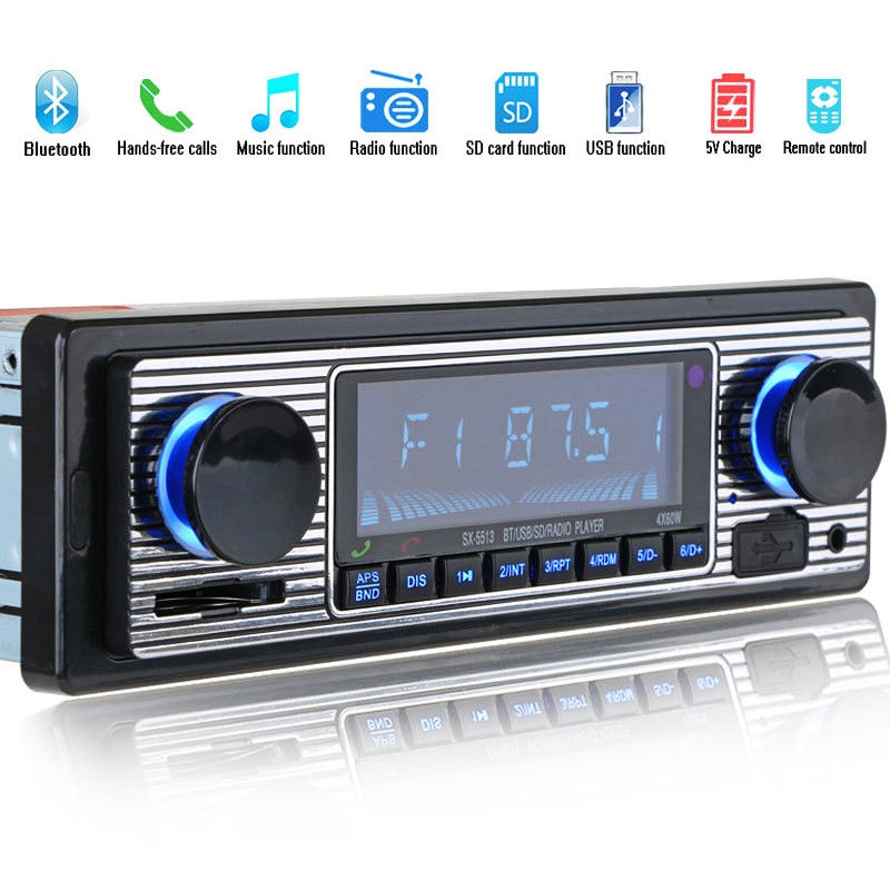 Draagbare Bluetooth Vintage Auto Radio Digitale MP3 Speler Stereo Usb Aux Klassieke Auto Stereo Audio 87.5-108 Mhz Frequentie