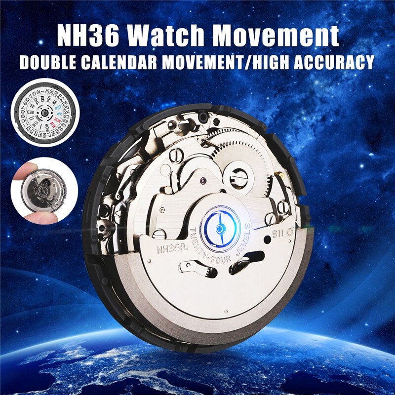 Mecanismo de reloj automático para hombre, piezas de reloj mecánico, movimiento NH36, relojes de movimiento, accesorios de repuesto