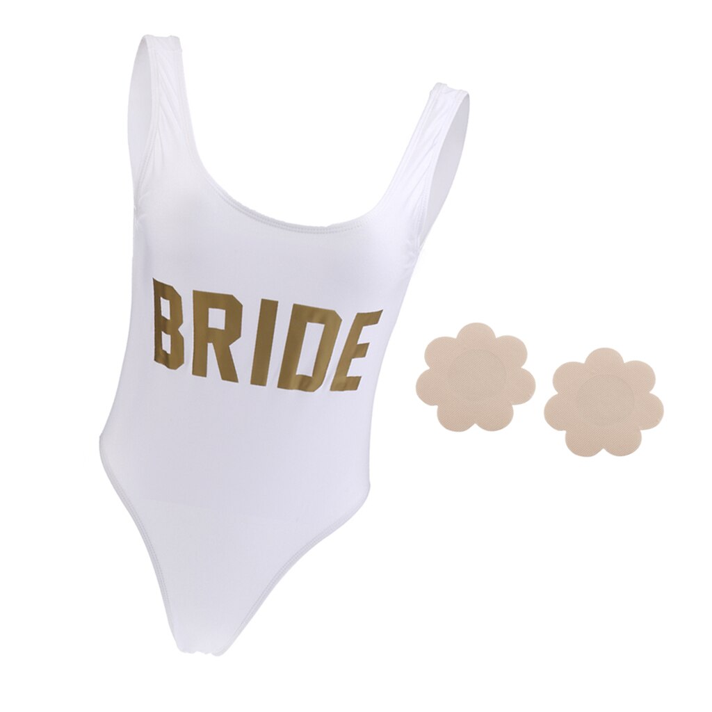 Brud guld bokstäver kvinnor dam baddräkt baddräkt i ett stycke brud möhippor bröllop strandkläder l satin bröstöverdrag