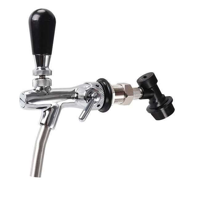 Beer Faucet &amp; Adjustable Tap Beer Shank Chrome Tap Plating With Ball Lock Disconnect Liquid For HomeBrew Cornelius Keg Dispenser: 1 set