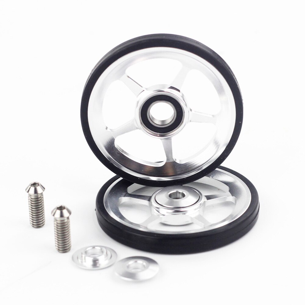Aceoffix Easy Wheels Easywheel & Titanium Bolts For Brompton Folding Bike Dino Kiddo bike Alloy Super Lightweight wheels 2pcs: silver