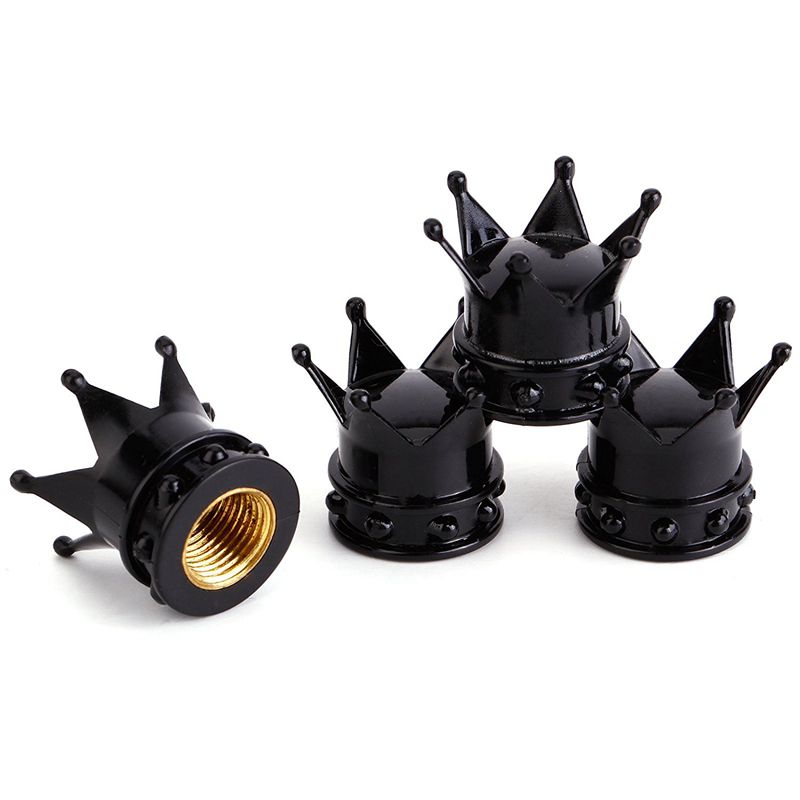 4 crown tire tapas de válvula de aire negro bicicleta motocicleta coche rueda