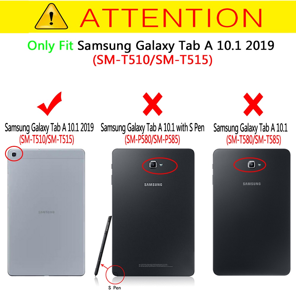 Case Voor Samsung Galaxy Tab Een 10.1 SM-T510/T515 Tablet Verstelbare Opvouwbare Stand Cover Voor Samsung Galaxy Tab Een 10.1 Case
