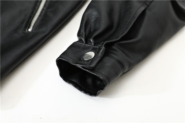 Long Sleeve Zip-up Jacket Female Autumn Leather Jacket Oversized Faux Leather Woman Coat