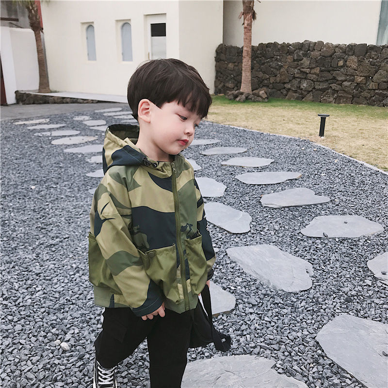 Bebê meninos primavera outono camuflagem disfarce moda casacos crianças bonito com capuz jaqueta manga longa outfits streetwear 2-15 anos