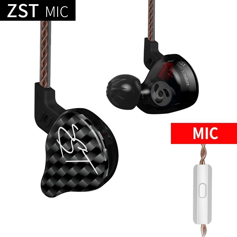 GIAUSA KZ ZST In-Ear Oordopjes - Dual Driver, Afneembare Kabel, Geluidsisolerende HiFi Koptelefoon met Microfoon Optie: ZST met Microfoon