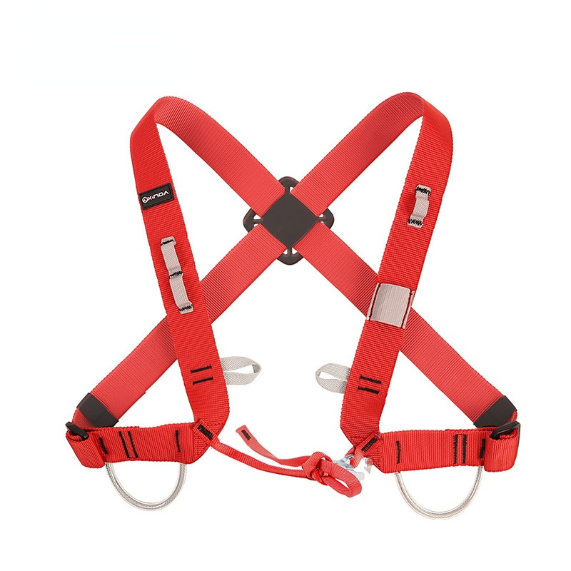 Rock Climbing Chest Harness, Chest Shoulder Strap Replacement for Caving Downhill, Outdoor Sports Safety Equip with Hook: Red 1