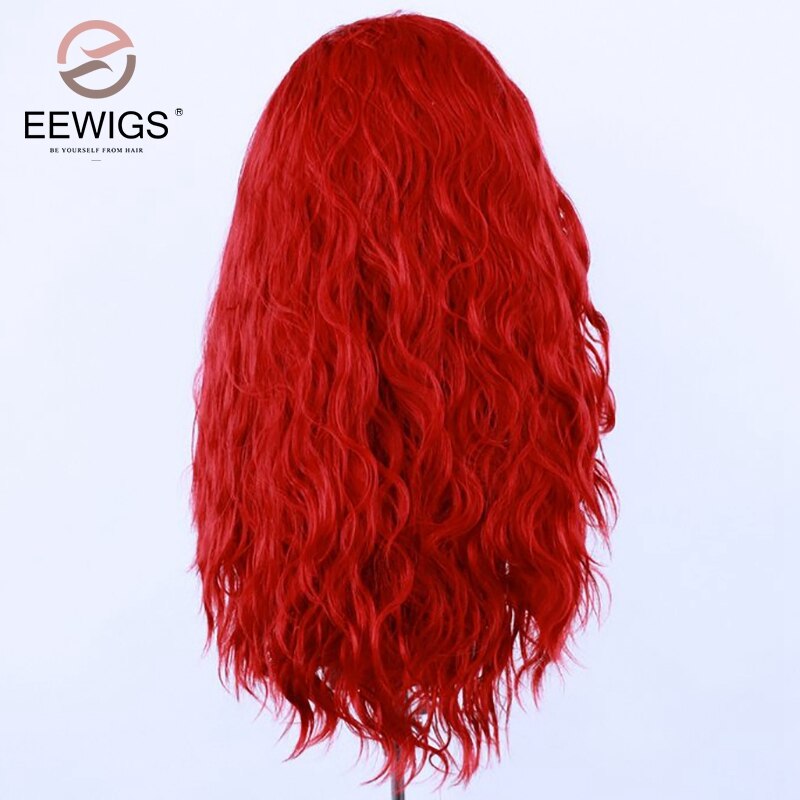 Deep Wave Red Synthetic Lace Front Wig High Temperature Fiber Long Wave Cosplay/Drag Queen Wigs For Black Women EEWIGS