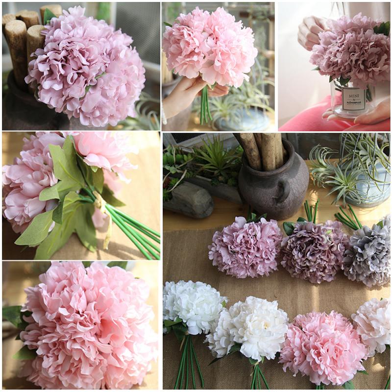 5 Heads/bunch Peony artificial flower Bouquet Wedding Decoration Silk Flower Valentine's Day Party home DIY Decoration Crafts