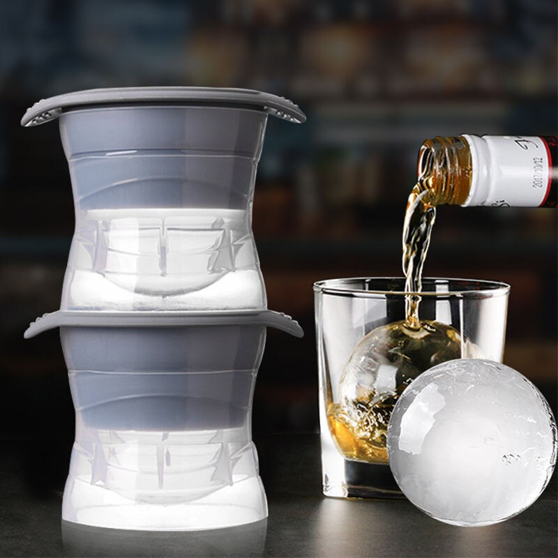 2PCS Silicone Ice Ball Mold Silicone Spherical Ice Cube Mold Whiskey Ice Ball Maker Round Ice Box Quick Freezer