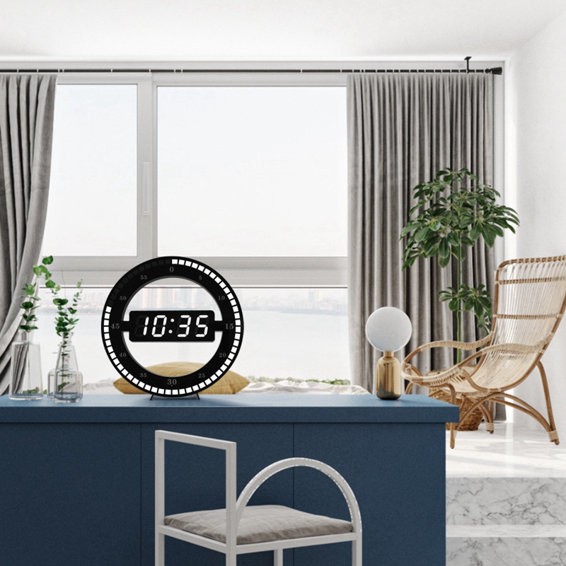 Cyfrowa ściana zegar 3D dziurawy doprowadziło automatycznie regulowana jasność okrągły duży zegar ścienny robić dekoracji salonu z wtyczką amerykańską