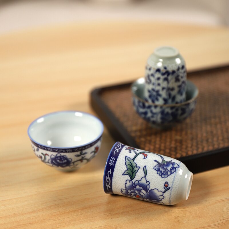 LUWU blue-and-white ceramic teacup porcelain wenxiang cup chinese kung fu cup drinkware
