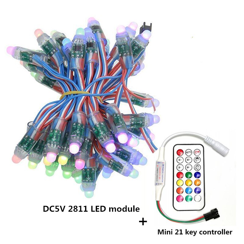 50 stücke 12mm WS2811 Volle Farbe LED Pixel Licht Modul DC 5V eingang IP68 wasserdichte RGB farbe 2811 IC Digital LED weihnachten Licht