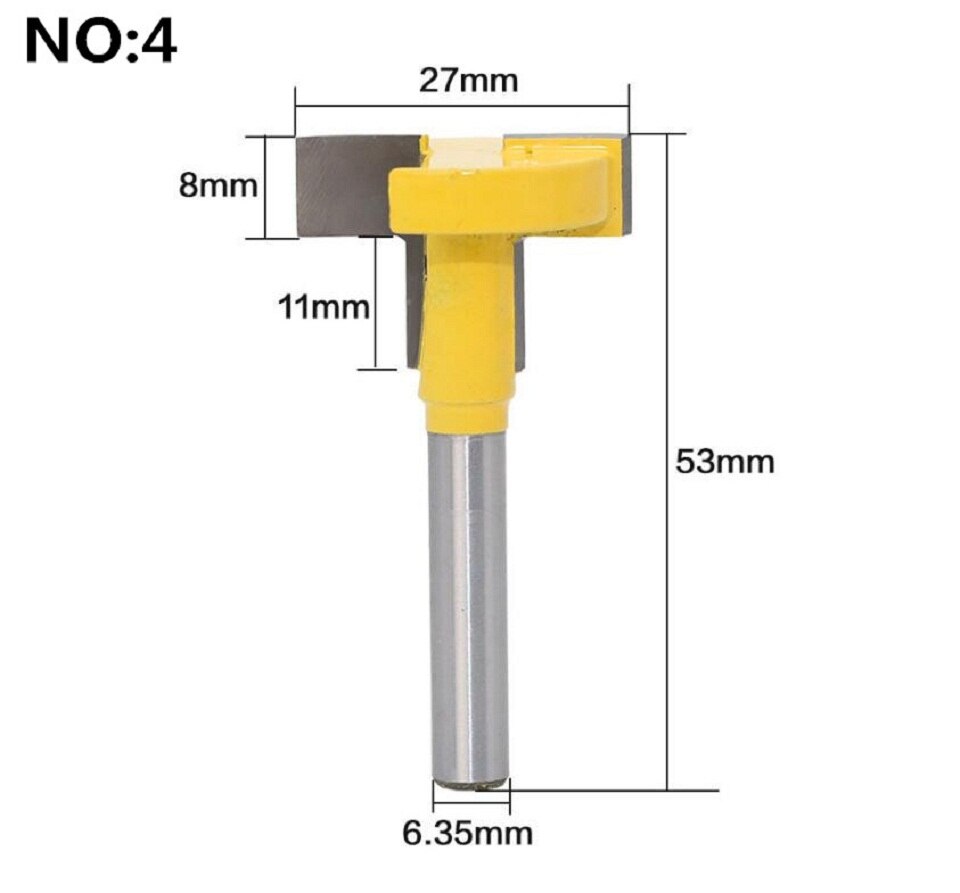 1pc 8mm skaft t-spor og t-spor sporing av trefreser bit trebearbeiding verktøy for fresing av fresere trebearbeiding verktøy: No4