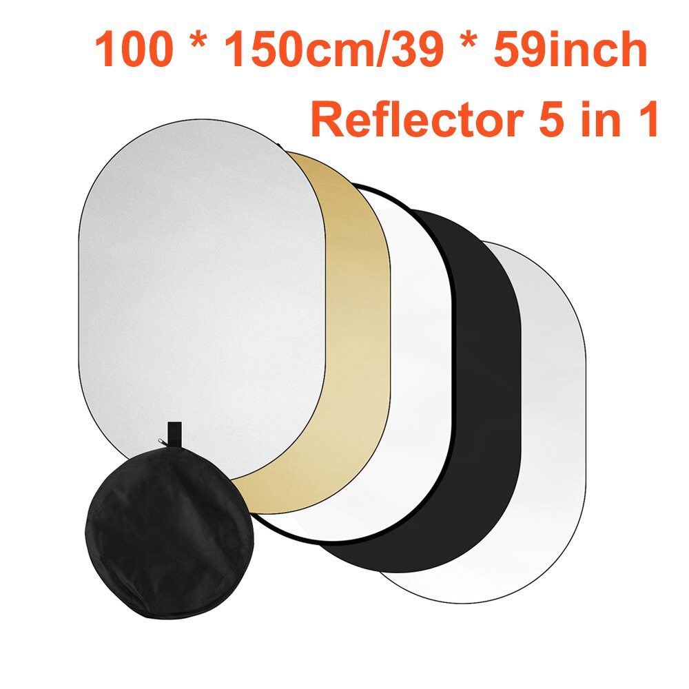 60 * 90cm/ 24 * 35inch Collapsible Light Reflector 7 in 1 Multi Disc Photography Studio Photo Oval Portable Photo Disc with Bag: style 2