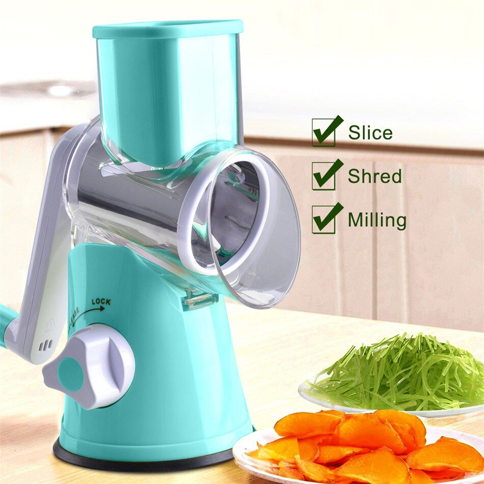 TTLIFE 3 Stainless Steel Blades Vegetable Cutter Apple Slicer Potato Carrot Onion Chopper Grater Durable Slicer Kitchen Gadget: C-Blue