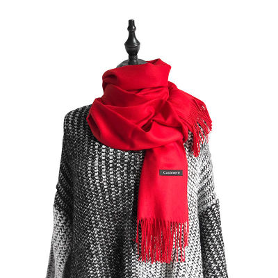 Women Solid Color Cashmere Scarves With Tassel Lady Winter Autumn Long Scarf Female Shawl Men Scarf