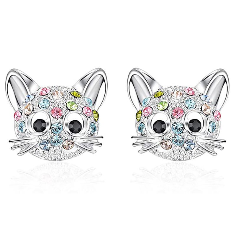 Boucles d'oreilles licorne pour petite fille, bijoux en cristal, chat, papillon, arc-en-ciel, cœur, étoile, de noël, tendance