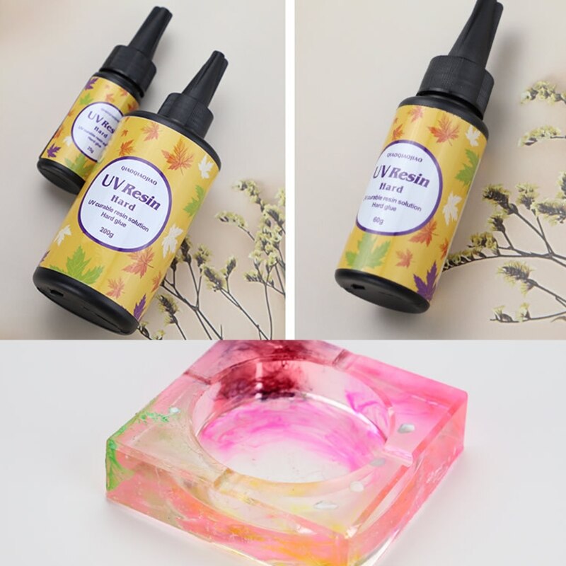 Resina UV de tipo duro, pegamento transparente de cristal, accesorios de curado, molde de cristal, fabricación de jabón, , 15g, 25g, 60g, 100g, 200g