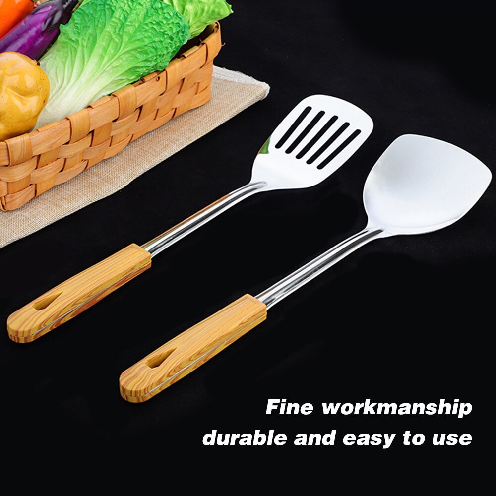 Stainless Steel Slotted Spatula Kitchen Cooking Spatula with Wooden Handle