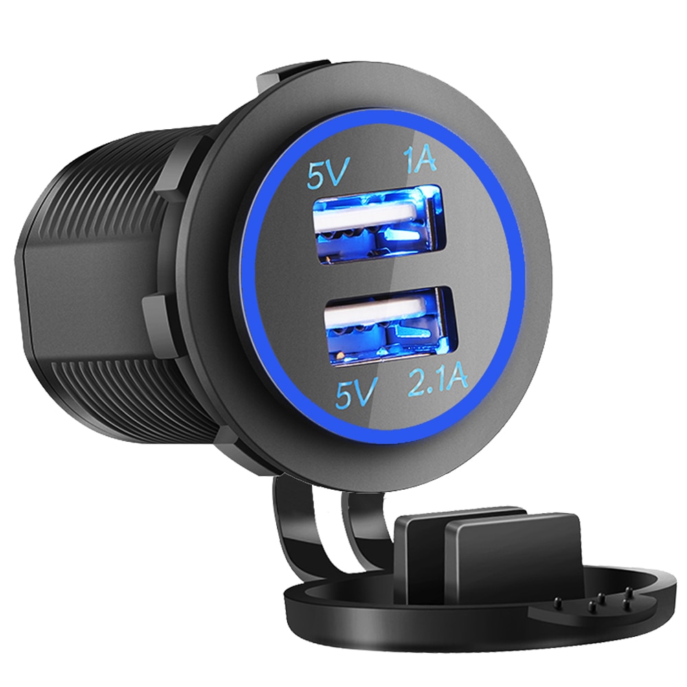 12V-24V Car USB Charger 3.1A for Motorcycle Auto Truck ATV Boat LED Light Dual USB Socket Charger Power Adapter Outlet Power
