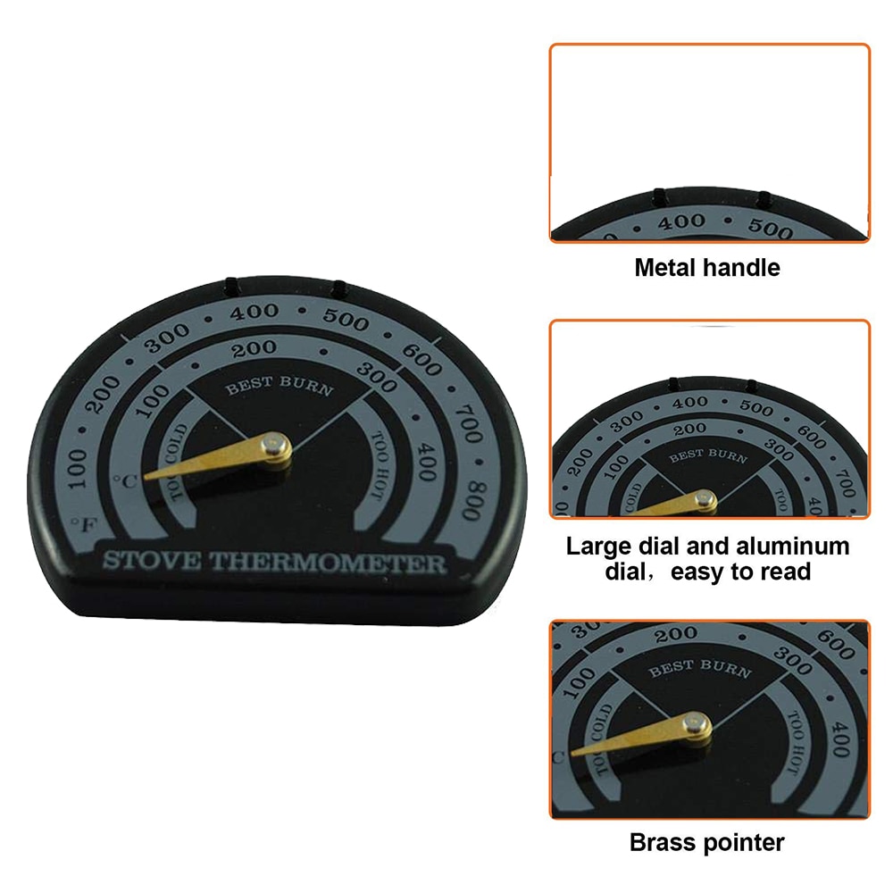 Magnetic Wooden Stove Thermometer Fireplace Stove Fan Meter Thermometer Sensitivity Probe Household Oven Barbecue Tools