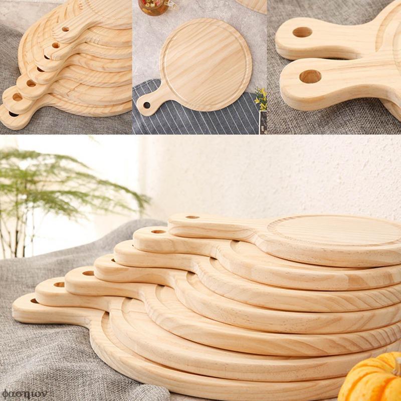 Durable Round Wooden Pizza Paddle Serving Board Making Peel Cutting Tray 4 Sizes 6/7/8/9/10/11/12 Inches
