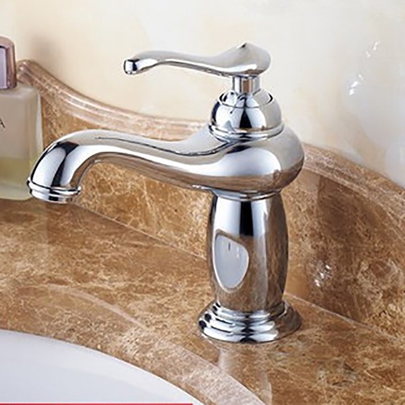 Bathroom Faucet Antique Bronze Basin Sink Solid Brass Vintage Style Single Handle Water Mixer Faucets: Chrome-PT