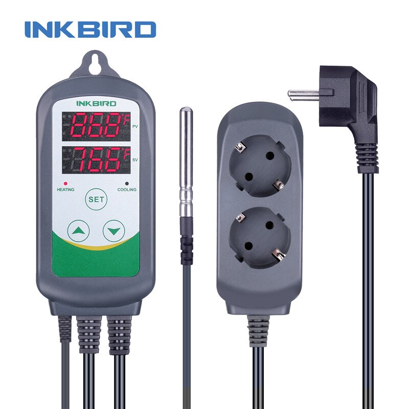 Inkbird ITC-308 jusqu'à 2,000W(220V) régulateur de température à double relais de chauffage et de refroidissement pour appareils électriques à domicile: EU socket