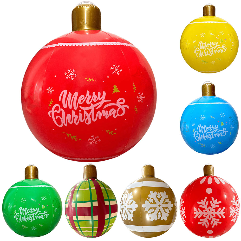 24 Zoll PVC aufblasbare Weihnachts ball Outdoor Indoor Weihnachten dekoriert Ball Riesen große große Bälle Spielzeug Neujahr Party Ornament
