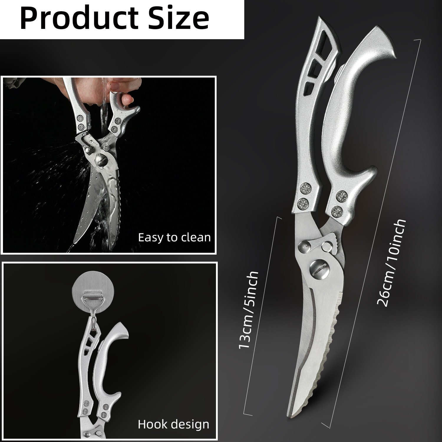 Scissor for Kitchen Chicken Bone Scissors Duck Fish Cutter Shears Stainless Steel Scissors Scale Clean Cook Scissors Knife