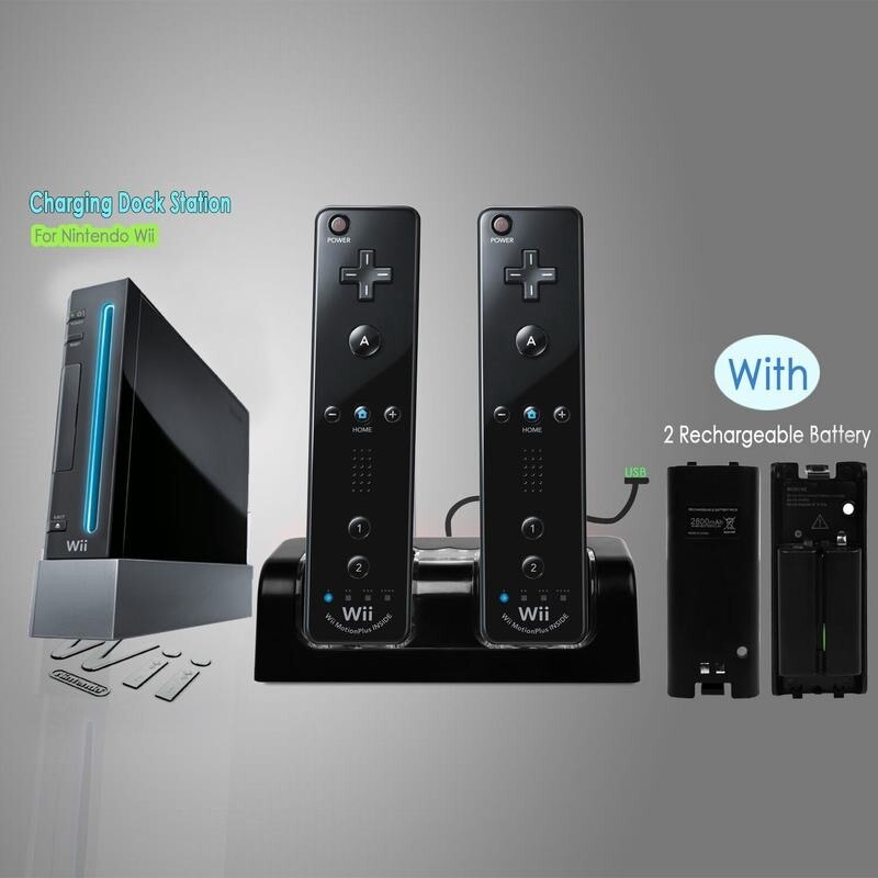 2800mAh del Caricatore di Ricarica della Stazione Del Bacino + 4 Batteria Per Wii /Wii U Remote Controller Compatibile Con I Telecomandi per Wii Nintendo