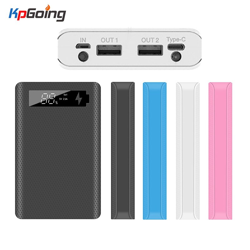 Cargador de batería 5x18650, carcasa de batería portátil de 15000mAh, pantalla Digital, carcasa de Banco de energía, entrada Micro tipo c, puerto USB Dual