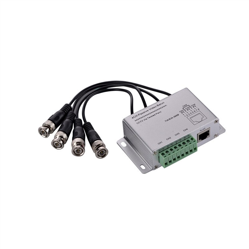 CCTV 4CH Passive Video BNC to UTP RJ45 Coax Adapter Camera DVR Balun 4CH Balun With UTP Cable