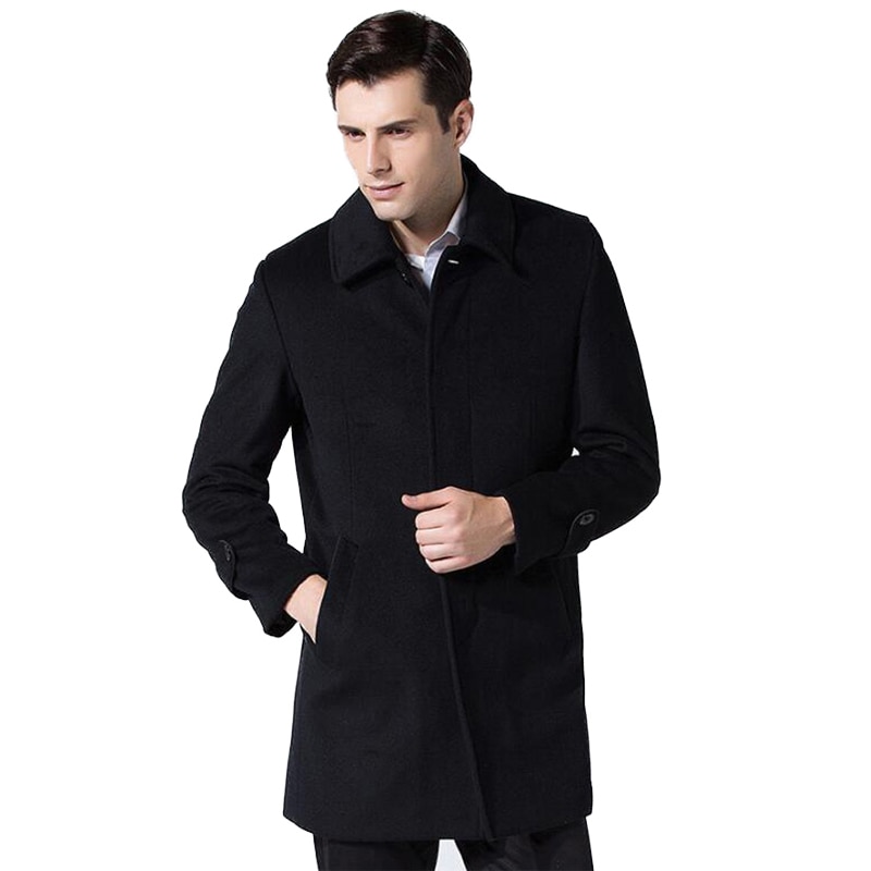 Brand Long Wool Coat Men Pea Coat Jacket Wool Blends Slim Cotton Winter Jackets Mens Woolen Overcoat abrigo hombre