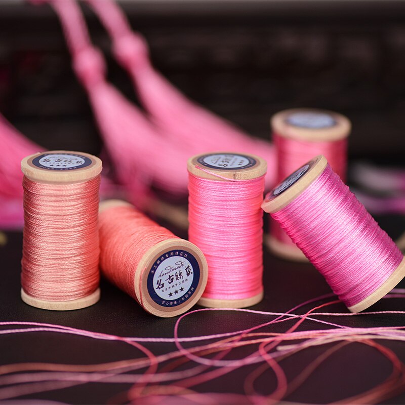 Roll Van 0.3 Mm Nylon Gevlochten Draad Hand Geweven Chinese Knoop Kwasten Lijn Ongeveer 50M Hoge Sterkte 3 strengen Draad Kwastje Lijn Roze