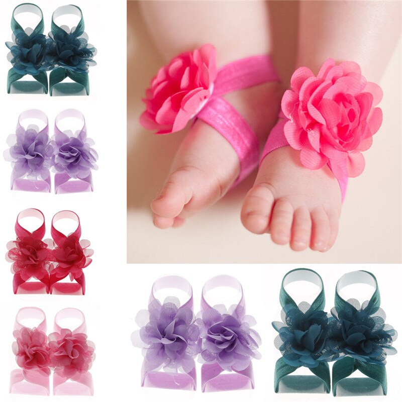 Pudcoco babymeisje mooie zonnebloem voetband blotevoeten sandalen schoenen pols bloemen