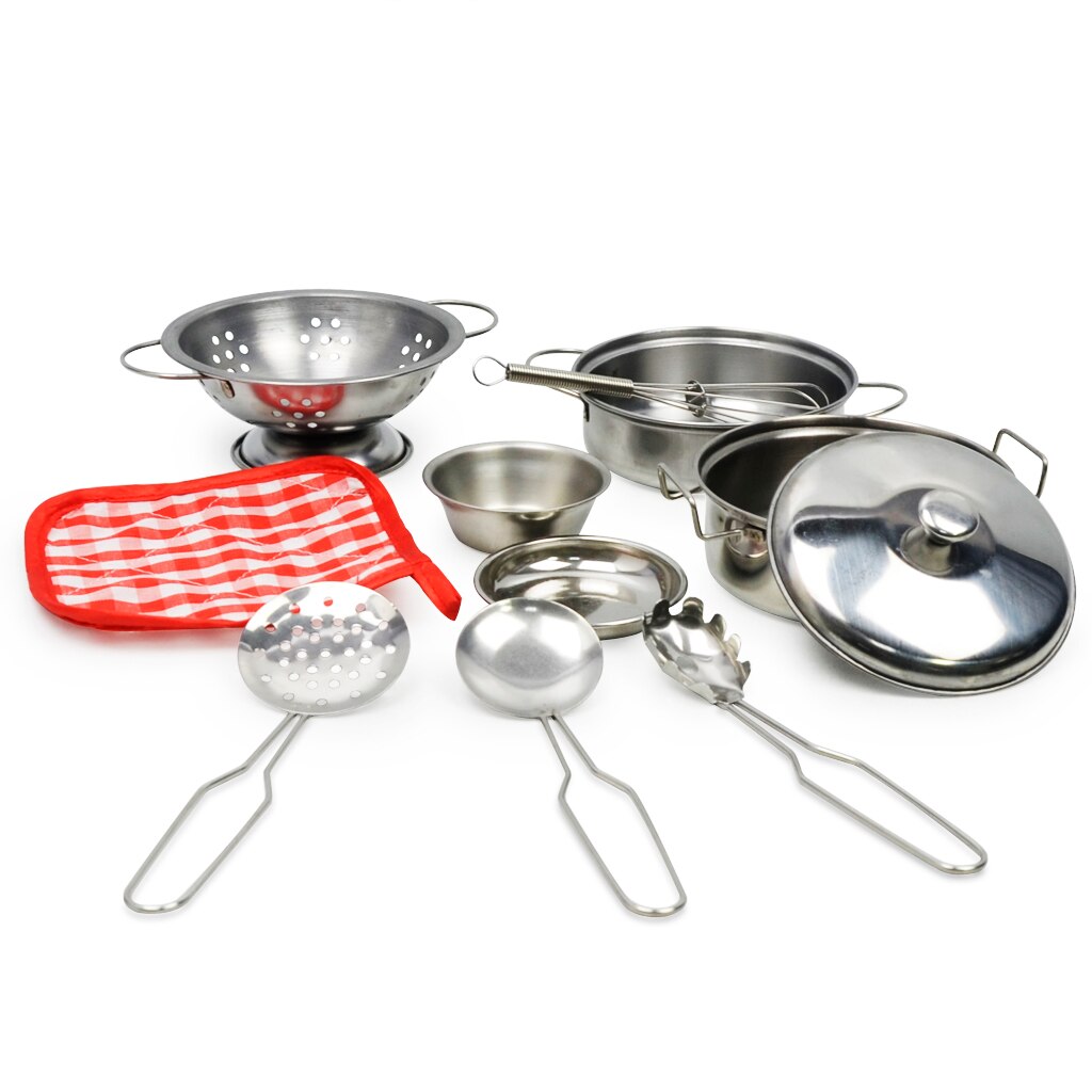 10Pcs Rvs Voorgewende Spelen Kookgerei Set Kids Educatief