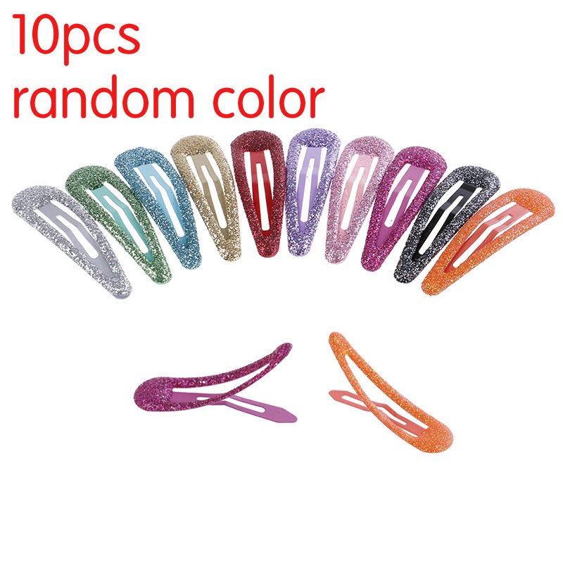 10pcs Snap Haar Clips Glitter Haarspelden voor Kinderen Kids Haar Clip Pins voor Baby Meisjes Haar Accessoires Leuke metalen Haarspeldjes