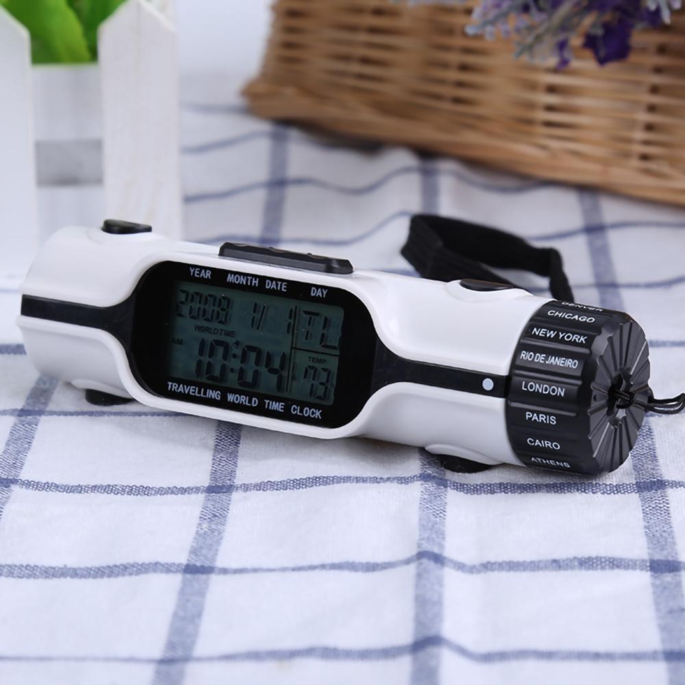 LED Digital Alarm Clock With Blue Backlight LCD Display Calendar Thermometer Display Flashlight Date Travel Alarm