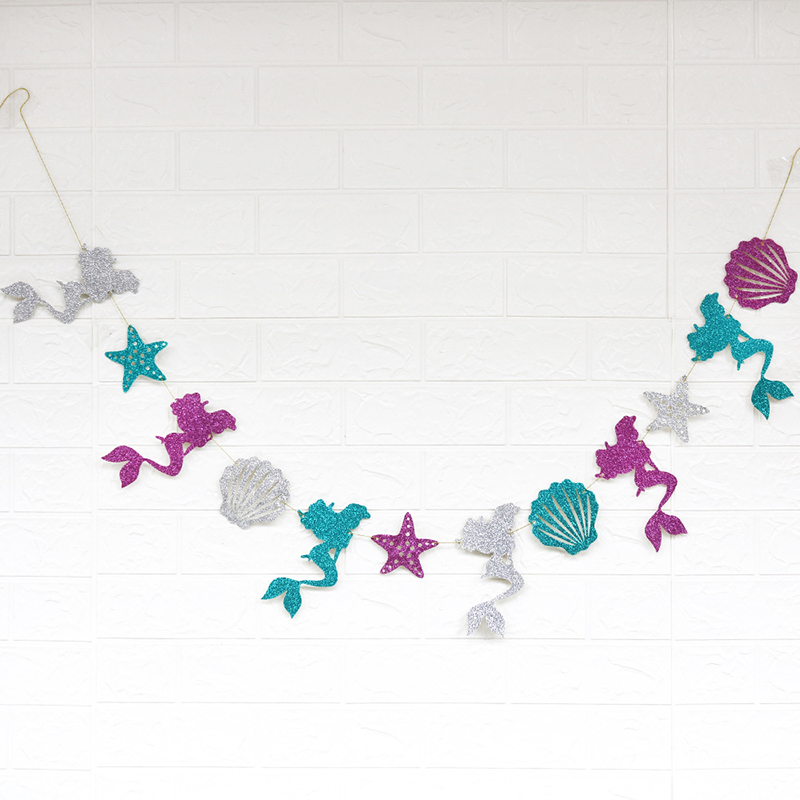 Mermaid Happy Birthday Banner Mermaid Party Decoration Balloon Garland Banner Supplies Decoration Birthday Girl: Mermaid banner 2