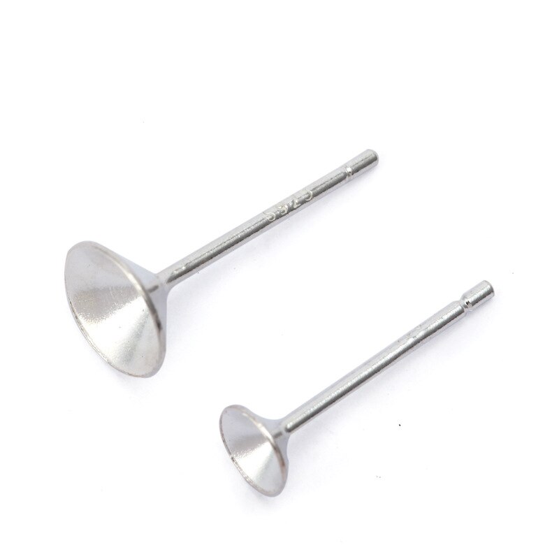 10 sztuk/partia 4mm/6mm 925 szterling srebro kolczyki ustawienia kolczyk Poczta miska bazy szpilki ustawienia DIY biżuteria, dzięki czemu: 4MM