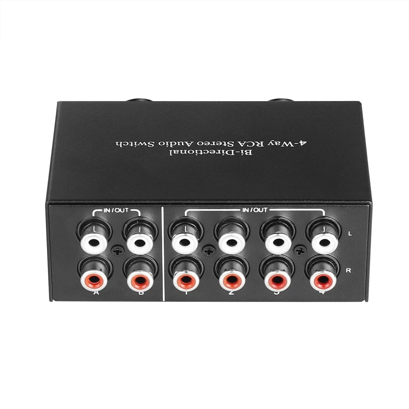 4-Wege-RCA-Stereo-Audio-Schalter bidirektional 4 in 2 out/2 in 4 out r/l-Umschalter RCA-Verteiler Hub-Signal wahlschalter