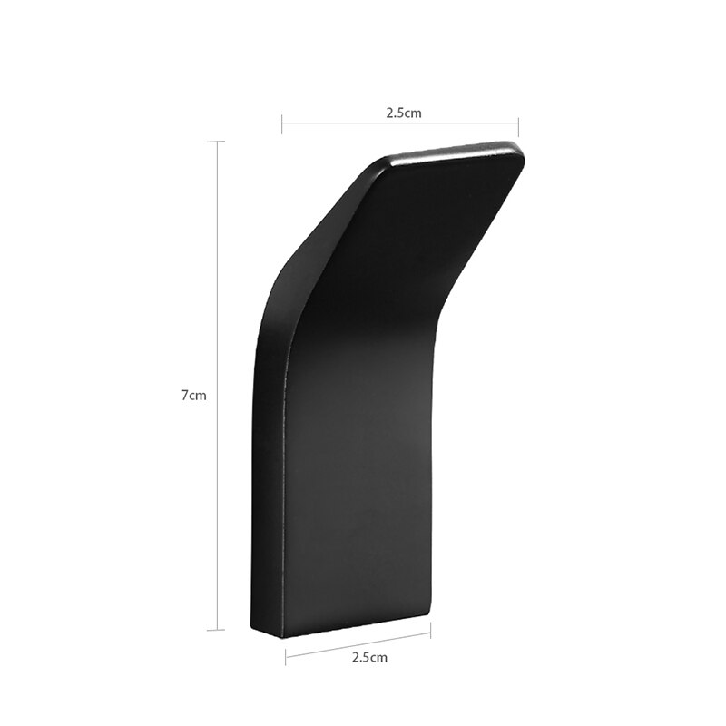 Bathroom Accessories Black Wall Hooks Sticker Adhesive Clothes Coat Hat Hanger aluminum Rustproof Towel Hook Decorative hook