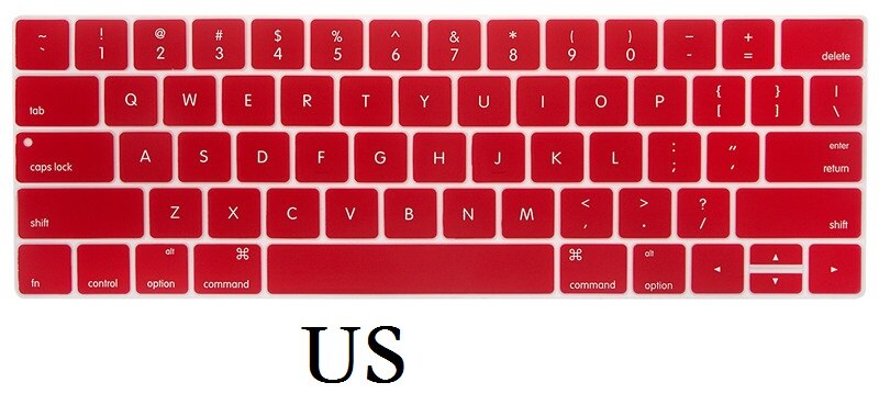 Silicon Waterproof Keyboard Film Skin EU US English Keyboard Skin for Macbook Pro 13 15 Keyboard Cover A1989 A1990: US-Red