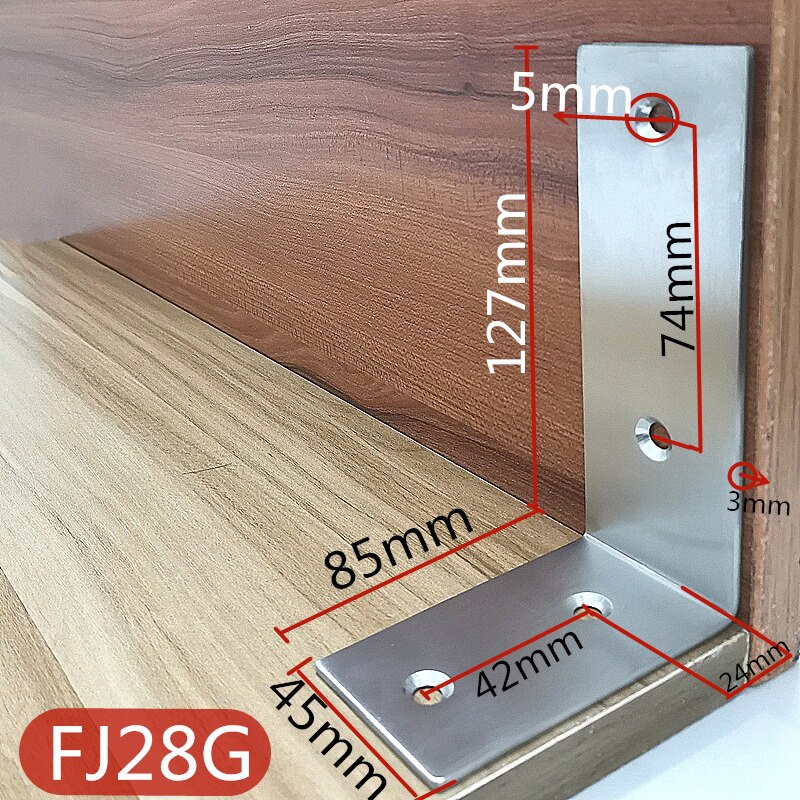 90 Degree Thickened Stainless Steel L-shaped Angle Bracket Fixed Bracket Connector Laminate Bracket Support: FJ28G