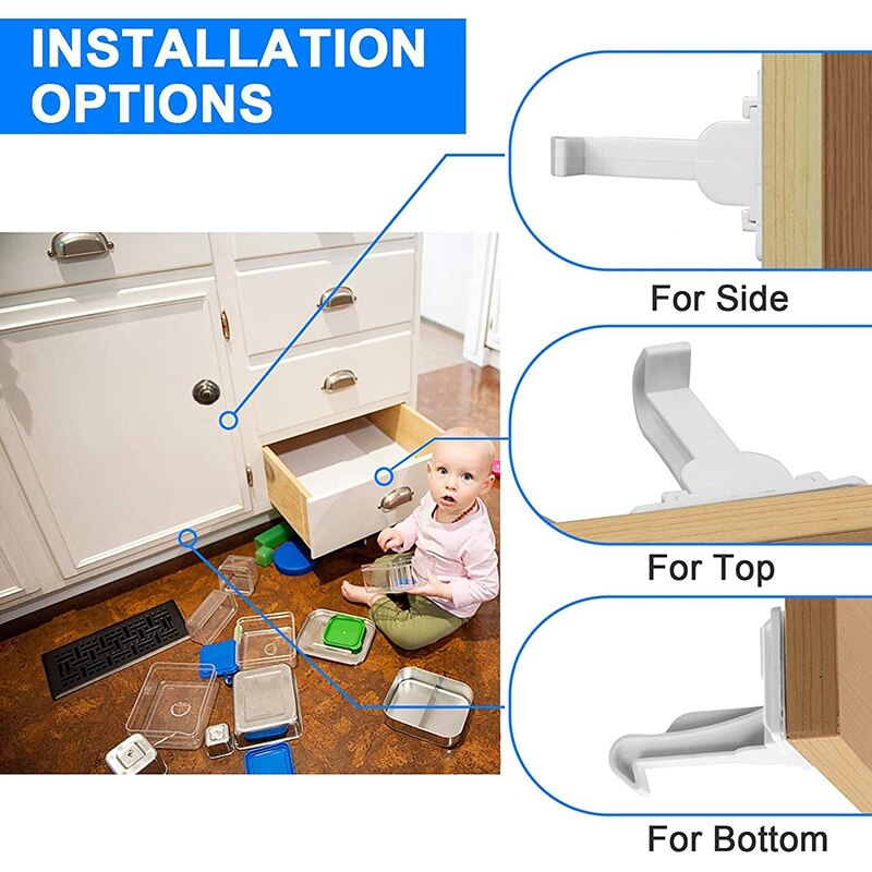 20 Pack Kind Proofing Kast Sloten Zwart, Baby Veiligheid Vergrendelingen Met Sterke Lijm, Baby Proof Klink