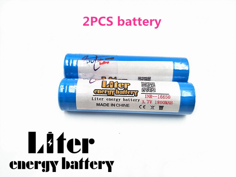 3.7v 16650 wiederaufladbarer lithium-ionen-akku mit reiseladegerät 1800 der für eine led-taschenlampe verwendet werden kann: Schwarz