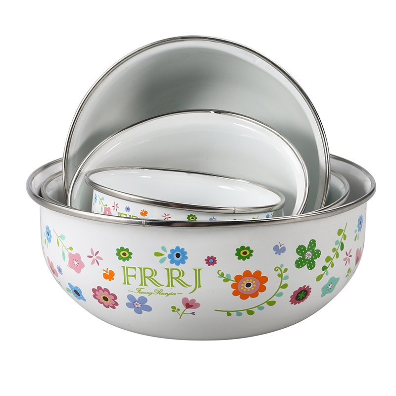 Bol para el hielo con esmalte de flores, recipiente fresco, 5 Juegos de almacenamiento de alimentos, caja de color sellado, caja de con estampado de conejos, 10-18cm