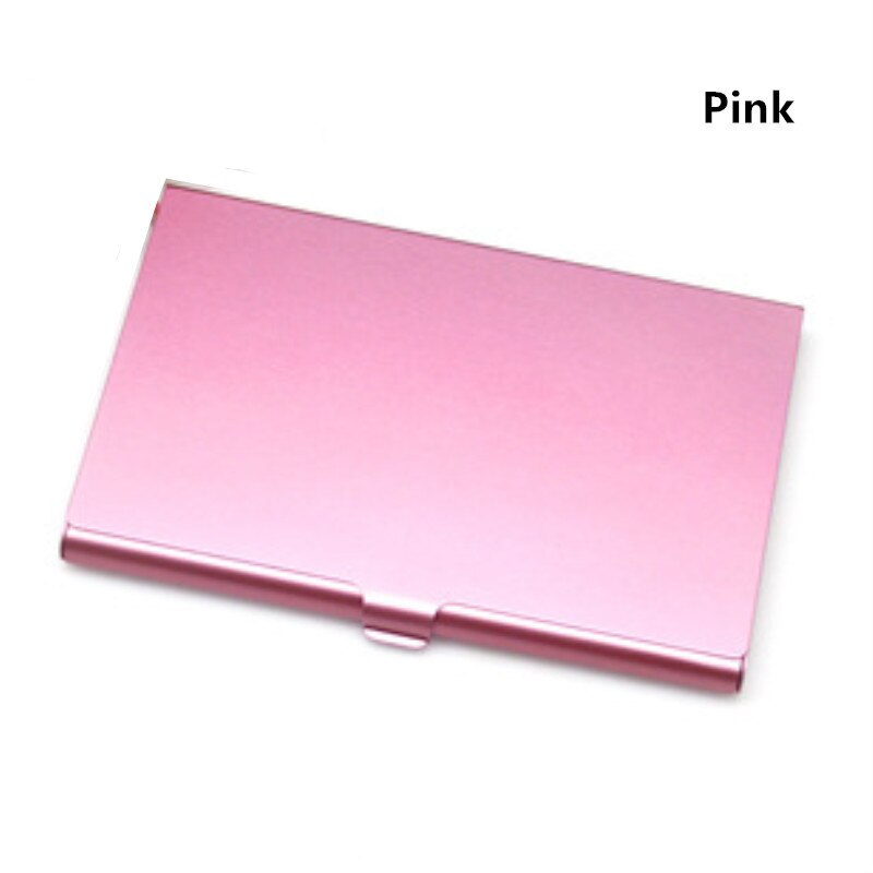 Casual Business Card Case Stainless Steel Aluminum Holder Metal Box Cover Credit Men Business Card Holder Metal Wallet: Pink